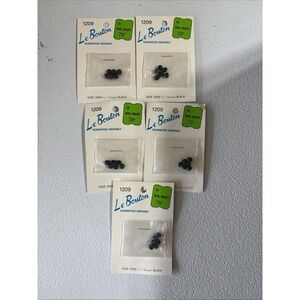 VINTAGE ~ Mini Black Bead Buttons 6 Ea. Size1/4"- 7mm By La Bouton